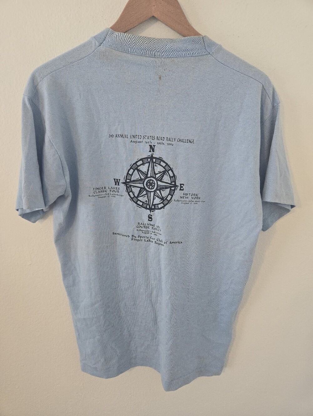 Vintage 90s New York Mens Large T Shirt United States Road Rally Challenge Finge - Picture 1 of 7